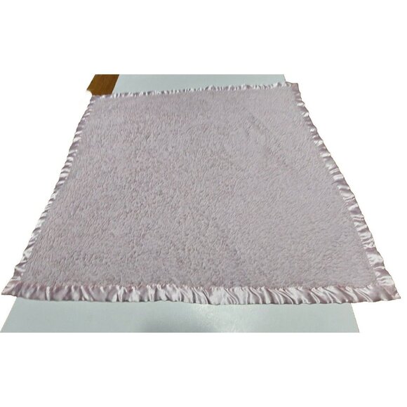 Baby Baby Blanket Satin Trim Pink & Brown Lovey 29x31 - Picture 3 of 9